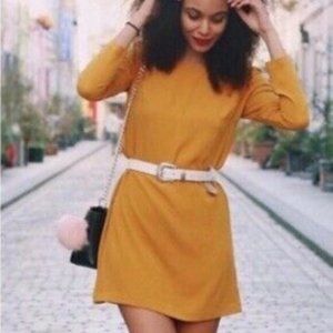 🔥 American Apparel | Dark Mustard Yellow Gia Crepe Minidress Medium NWT